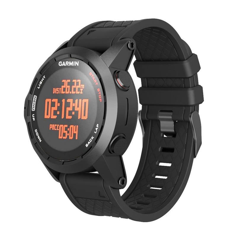 Soft Silicone Watch Strap For Garmin Fenix 2 Easy Fit 26mm Width Smart Watch Accessories Black Buckle-Black