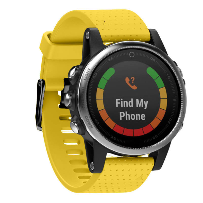 Watch Band For Garmin Fenix Fenix 5S/ 5S Plus/6S/ 6S Pro Soft Silicone 20mm Replacement Strap Black Steel Buckle-Yellow