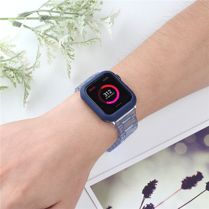 Fashion Resin Candy Watch Band + Watch Case For Apple Watch SE/6/5/4/3/2/1£¨Blue+Darkblue£©