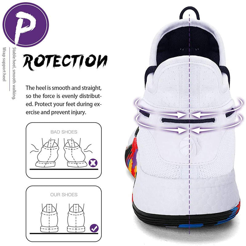 Boys Basketball Shoes Non-Slip Girls Sneakers Durable Kids Running Shoes-BlackWhite