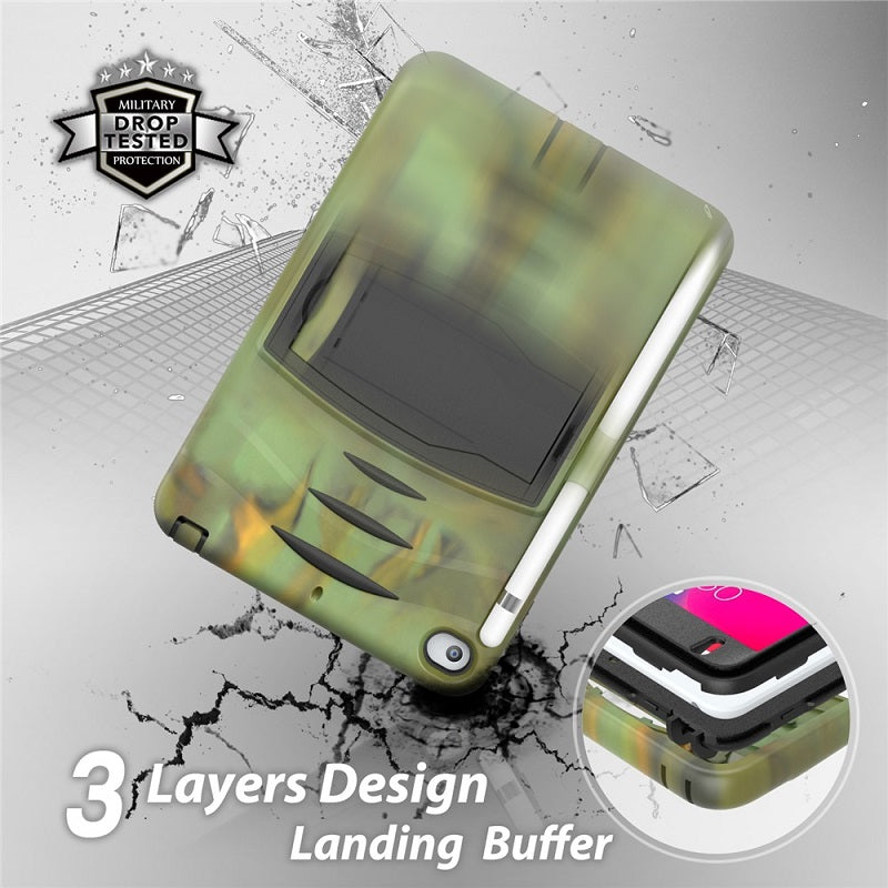 Shock Wave Design Kickstand Case Heavy Duty Rugged Anti-Fall Protection With Pencil Holder For 7.9inch iPad Mini 4/5-Camouflage