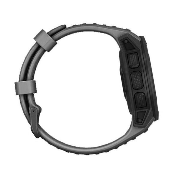 For Garmin Instinct Watchband Soft Silicone Adjustable Replacement Strap 22MM Black Steel Buckle-Graphite Gray