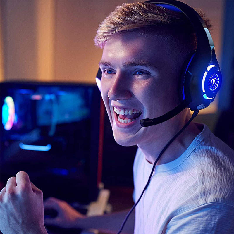 Gaming Headset with Noise Canceling Mic Deep Bass Stereo Sound for PS4 PS5 Switch PC-Blue