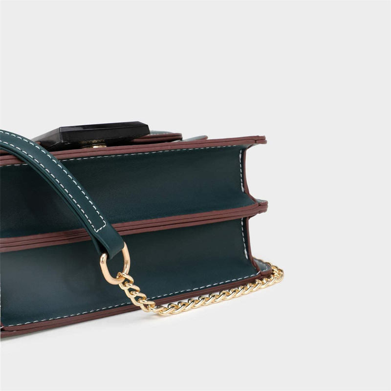 Crossbody Bags for Women Leather Chain Cute Color-Block Handbags-LightGreen