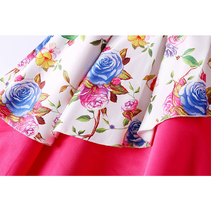 Girls Sleeveless Dresses Flower Girl Wedding Dress Elegant Floral Dress-Rose Red