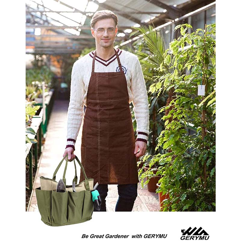 Home & LivingGarden Tools Bag Gardening Tote Organizer with 8 Deep Pockets for Gardener Regular Size Tools Storage -Khaki