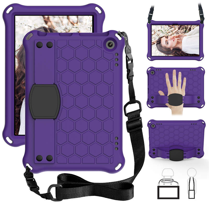 Hive Kindle Fire HD8/HD8 Plus (2020) Tablet Case Durable Stand Cover With Shoulder Strap-PurpleBlack