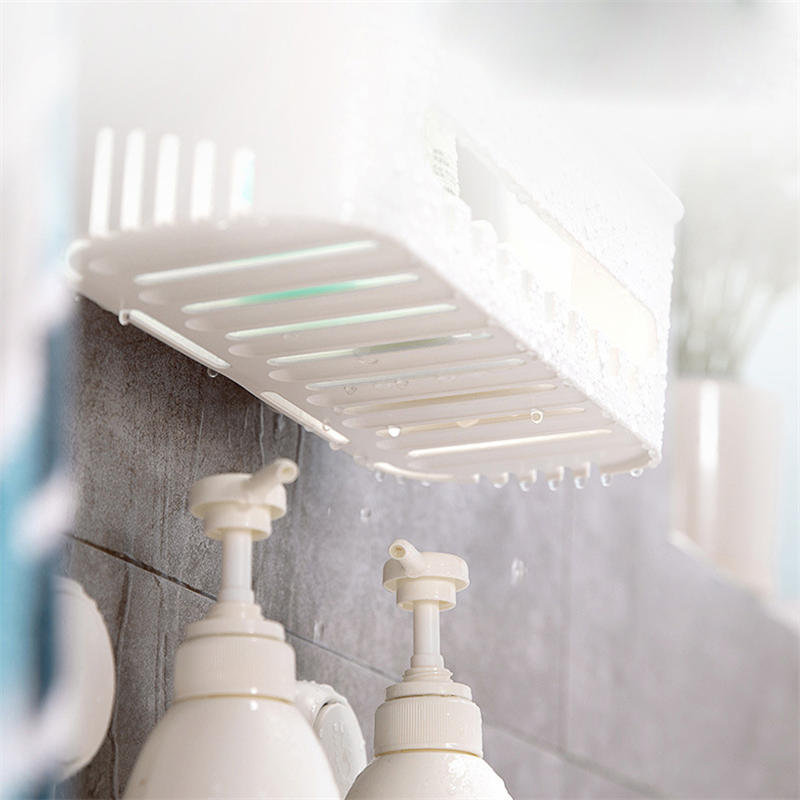 Vacuum Shower Caddy Suction Cup Shelf Shower Basket Storage for Shampoo -White