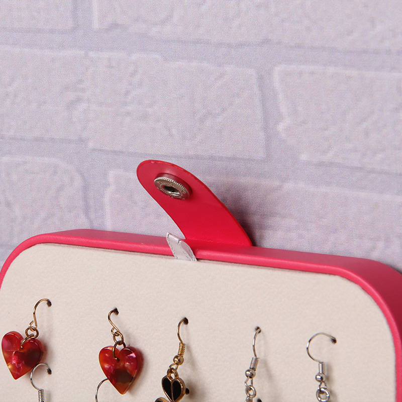 Jewelry Box PU Leather Small Portable Travel Case 2 Layers Display Storage Box-Red