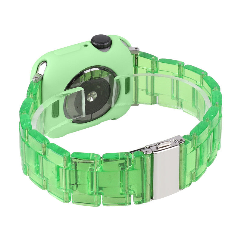 Fashion Resin Candy Watch Band + Watch Case For Apple Watch SE/6/5/4/3/2/1£¨Green+Green£©