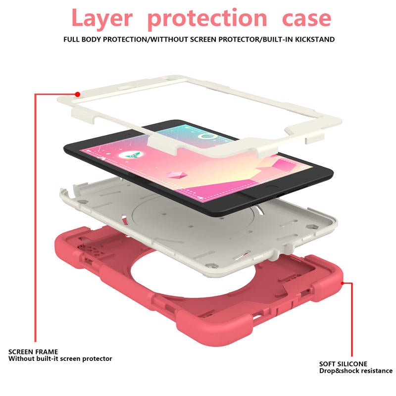iPad Case For iPad Mini 4/5 with 360¡ãSwivel Stand-Begonia Red