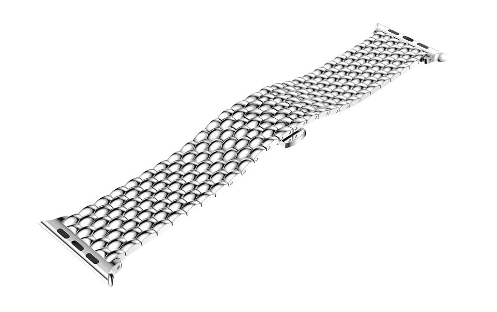 Dragon Leather Metal Watch Band For Apple Watch SE/6/5/4/3/2/1(Silver)