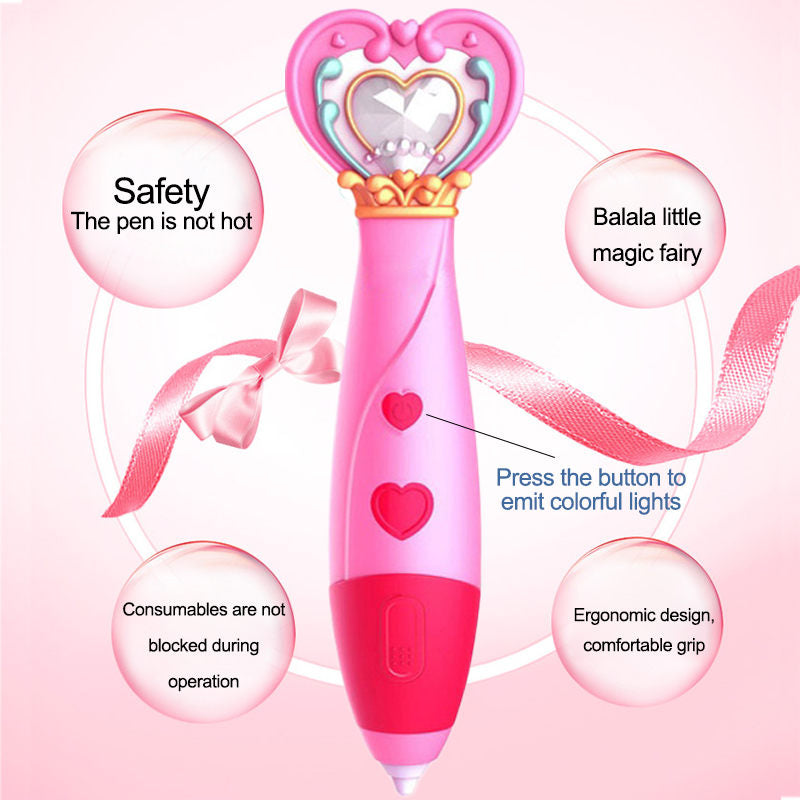 Magic Wand Shape 3D Printing Pen Kit Low Temperature Child Safe-Rose Red