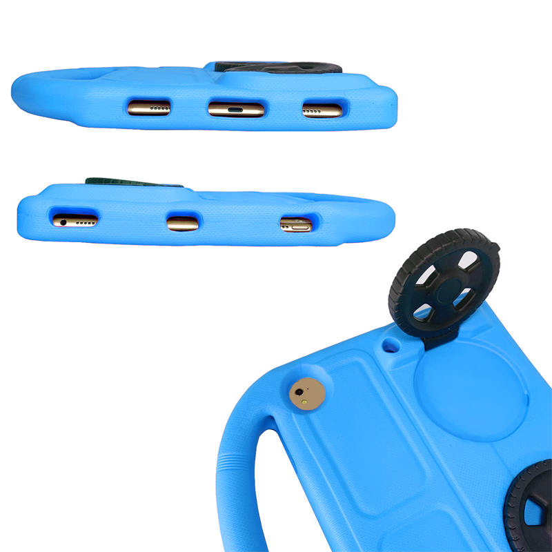 Wheel iPad Case For iPad 9.7inch Air1/2 Pro9.7 Shockproof Stand Cover With Handle Stand-Blue