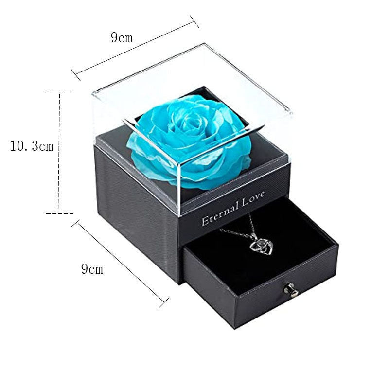 Preserved Flower Rose Gift Box for Valentines Day Anniversary Wedding-Tiffany Blue