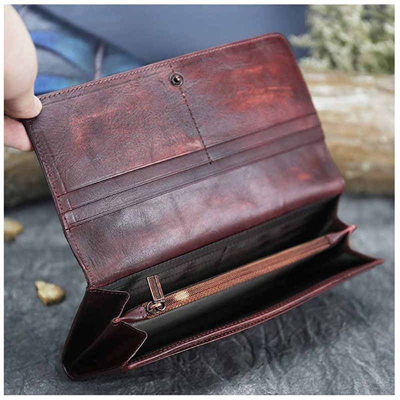 Slim Wallets for Women Embossed Dragonfly Leather Wallet Cellphone Clutch-Brown