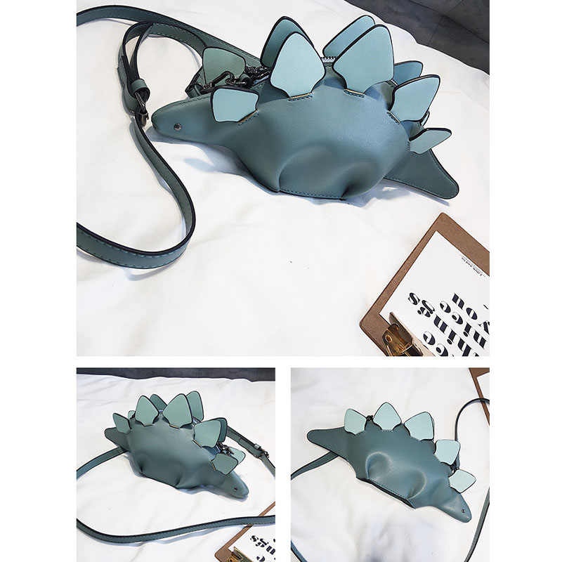 Dinosaur Shoulder Purses PU Stegosaurus CrossBody Bag for Girl Women-Blue