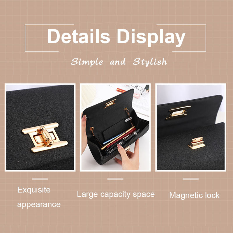 Elegant Fashion Clutch Purses Magnetic Square Bag for Womens-Silver