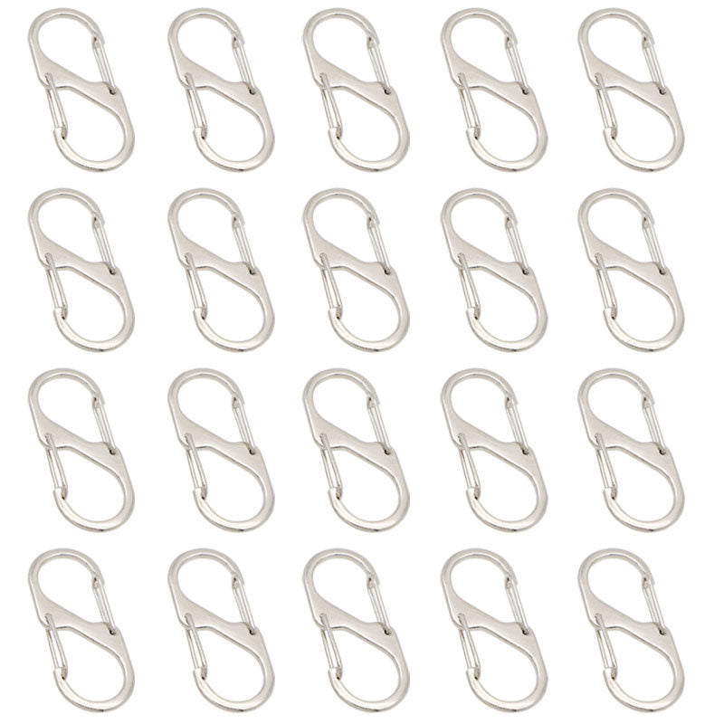 20 Pcs Small Carabiner Keychain Clip Dual Spring Snap Hooks-Silver