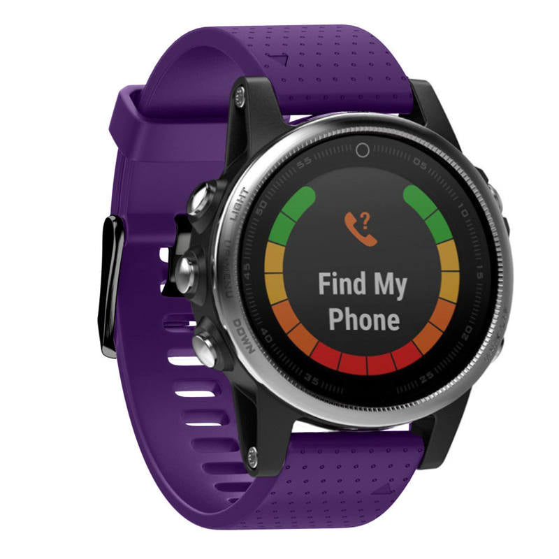 Watch Band For Garmin Fenix Fenix 5S/ 5S Plus/6S/ 6S Pro Soft Silicone 20mm Replacement Strap Black Steel Buckle-Purple