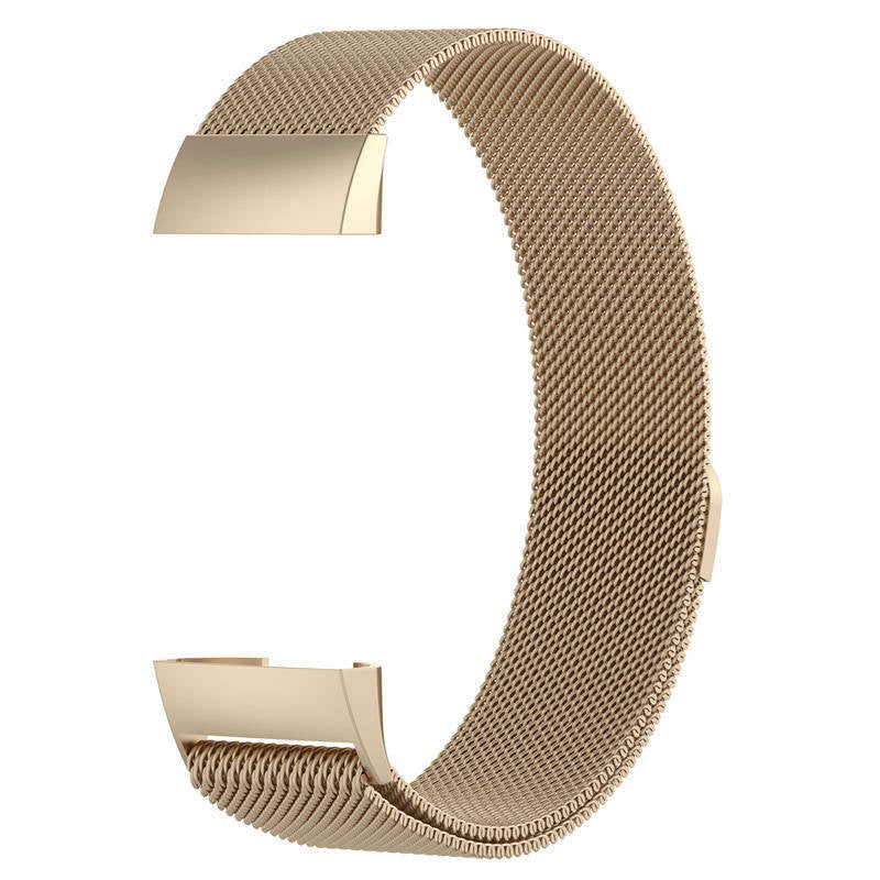 For Fitbit Charge 3 Wristband Milanese Replacement Stainless Steel Watch Band-Champagne