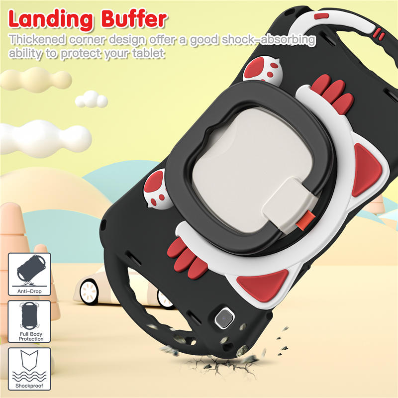 CatB Samsung Tablt Case for Tab A7 10.4 T500/T505/T507/T505N Shockproof Shoulder Strap Handle Stand-Black Red