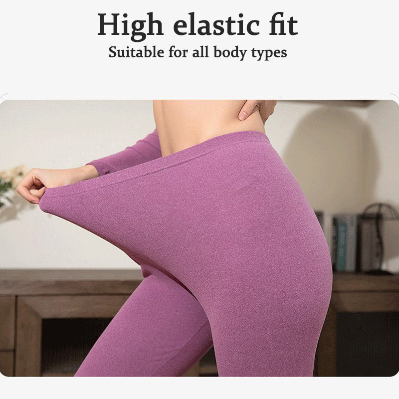 Womens Soft Thermal Underwear Set Plush Lined Half Turtleneck-Bean Paste