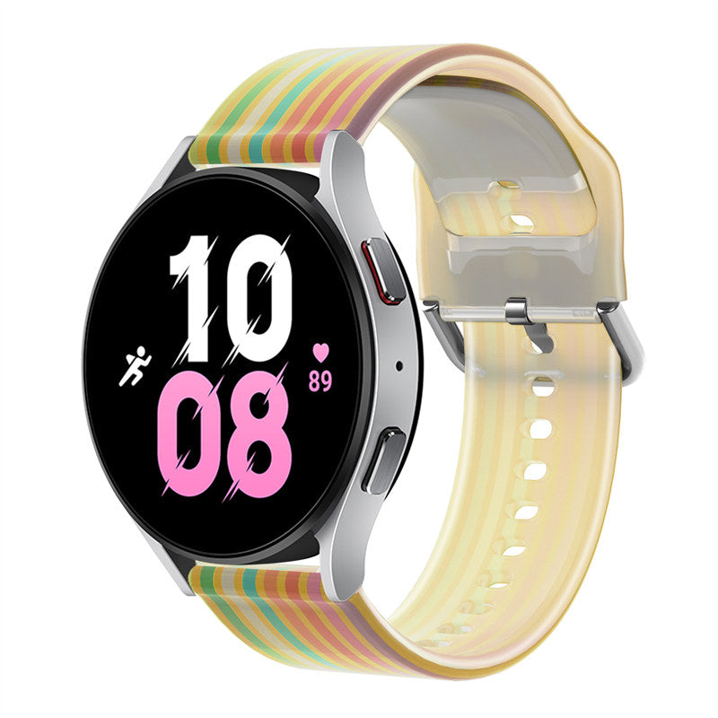 Semi Frosted Watch Strap Transparent Rainbow for Samsung Huawei Watch-07