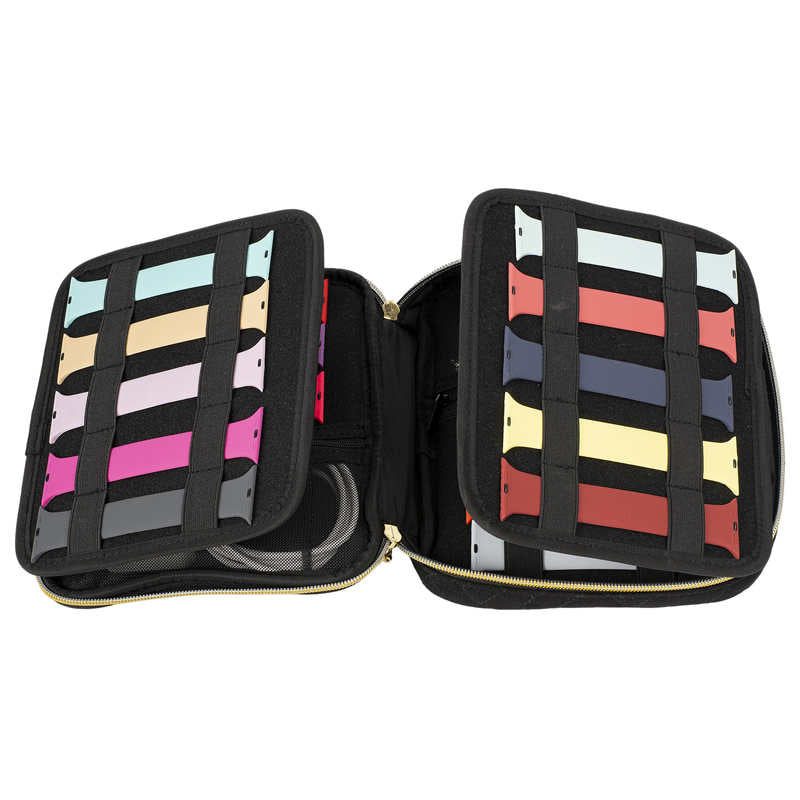 Watch Bands Storage Bag Up to 16 Watch Bands Organizer Travel Watch Straps Carrying Case Pouch-Black