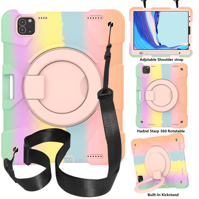 iPad Case For iPad Pro 11/Air 4 with 360¡ãSwivel Stand-Colorful Rose Gold