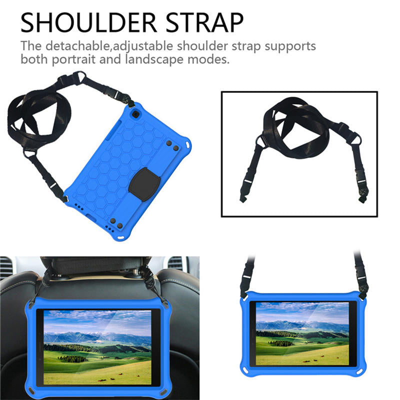 Hive SamSung Tab A 8.0 T290/T295 (2019) Tablet Case Durable Stand Cover With Shoulder Strap-BlueBlack