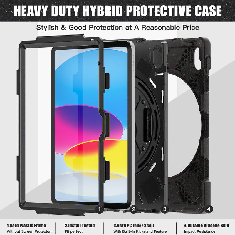 Full Body Protective Case with 360¡ã Rotate Hand Strap/Stand for iPad 10th Gen