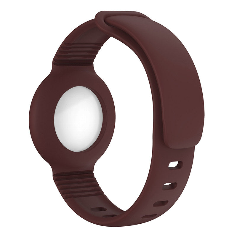 Apple Airtags Watch Strap Silicone Protective Sleeve-WineRed