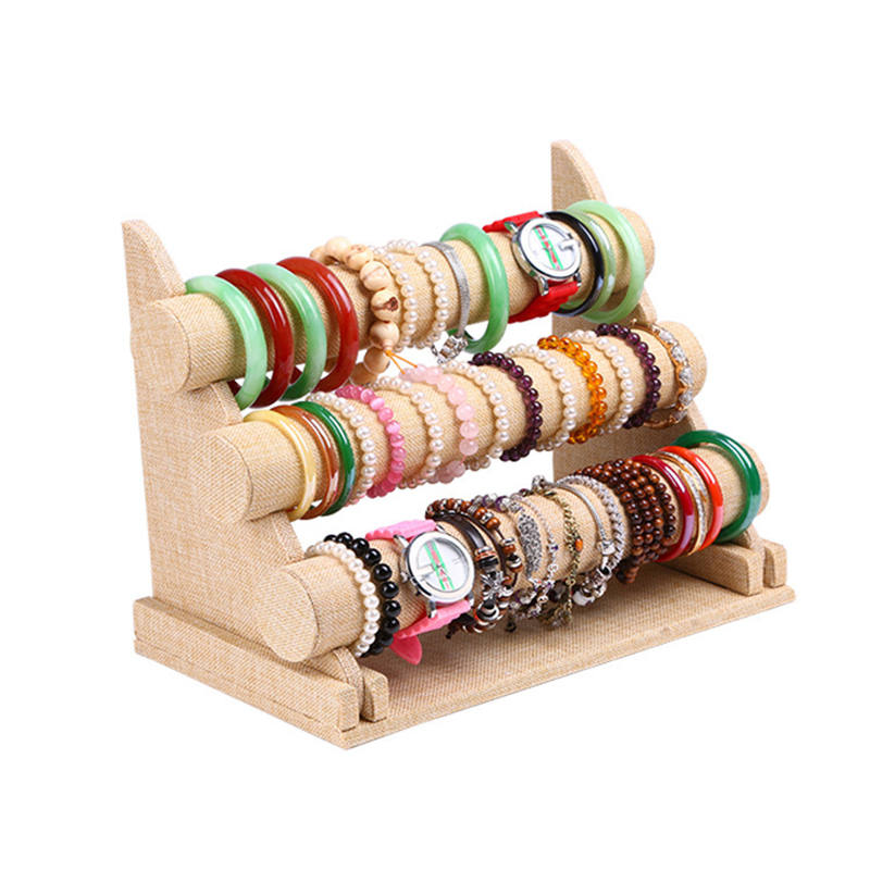 Home & LivingLinen Bracelet Holder with Three Tier Rack for Jewelry Organization and Display
