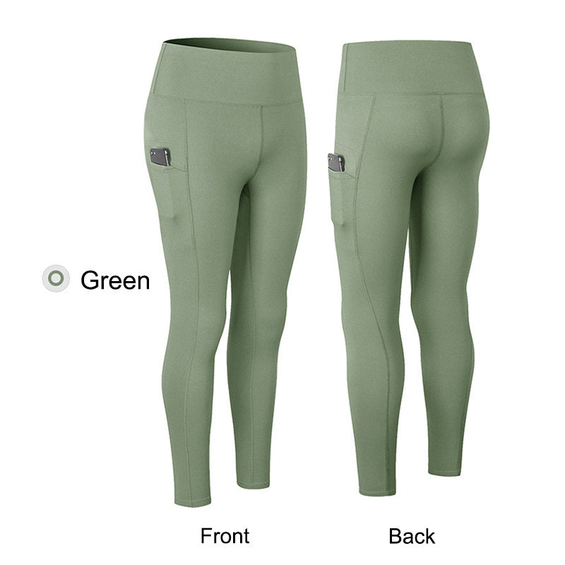 High Waisted Leggings for Women Stretchy Soft Yoga Pants with Pockets-Green