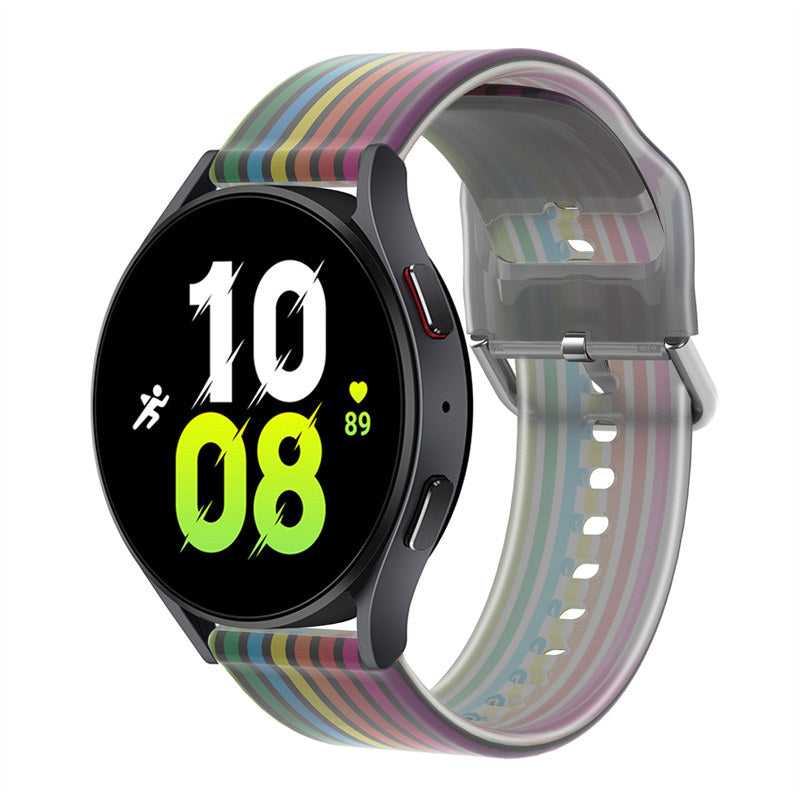 Semi Frosted Watch Strap Transparent Rainbow for Samsung Huawei Watch-10