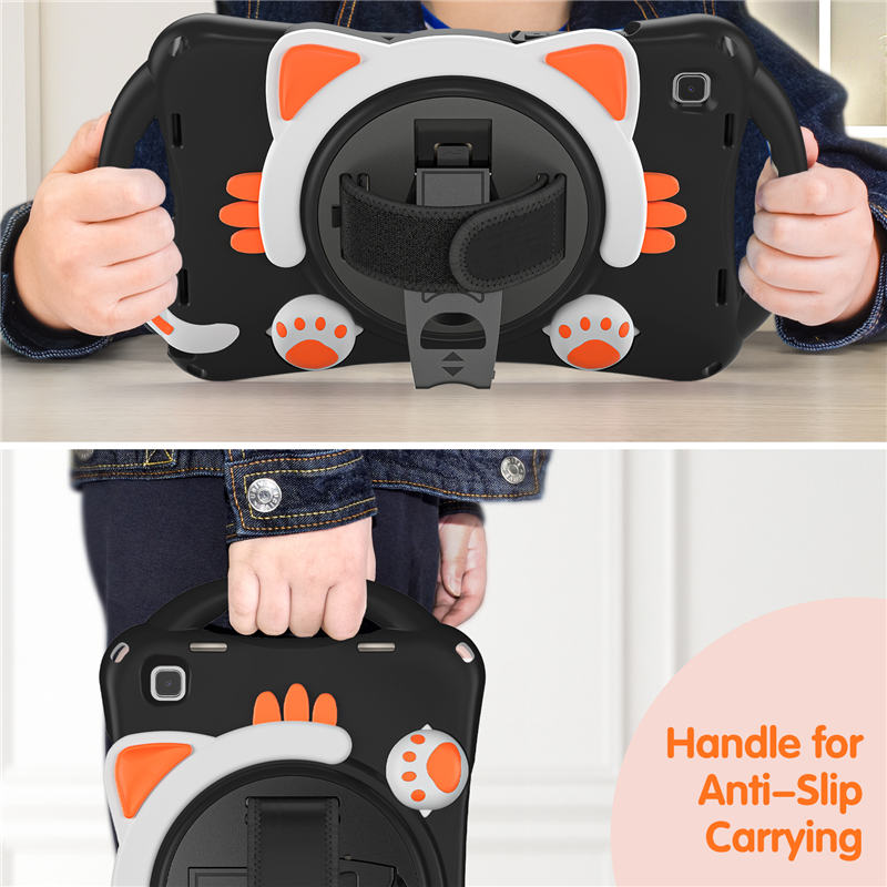 CatA Samsung Tablet for Tab A7 10.4 T500/T505/T507/T505N Built-in Handle Stand With a Strap-Black Orange