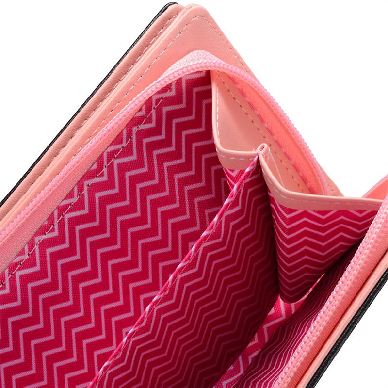 Womens Cute Cat Wallet Bifold Long Coin Purse with Zipper-DarkBlue