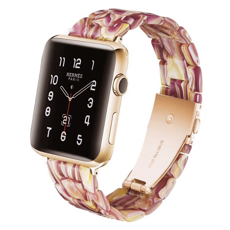 Fashion Resin iWatch Band with Stainless Steel Buckle for iWatch Series SE/6/5/4/3/2/1-FacebookRed