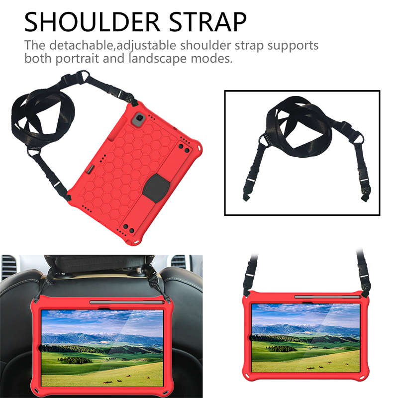 Hive SamSung Tablet Case For Sansung S6 10.5 (2019)/ S5E(2019)/Tab A7 (2020) Durable Stand Cover With Shoulder Strap-RedBlack