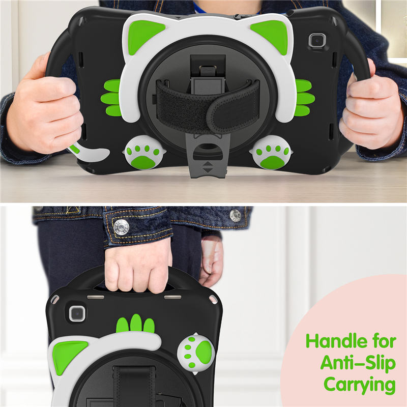 CatA Samsung Tablet for Tab A7 10.4 T500/T505/T507/T505N Built-in Handle Stand With a Strap-Black Green