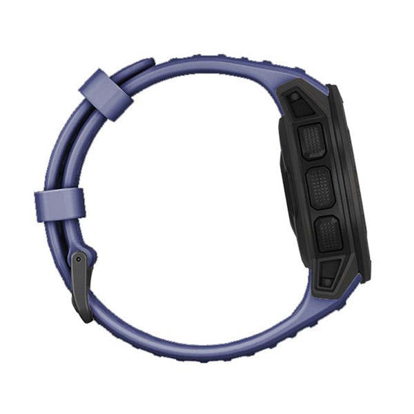 For Garmin Instinct Watchband Soft Silicone Adjustable Replacement Strap 22MM Black Steel Buckle-Dark Blue