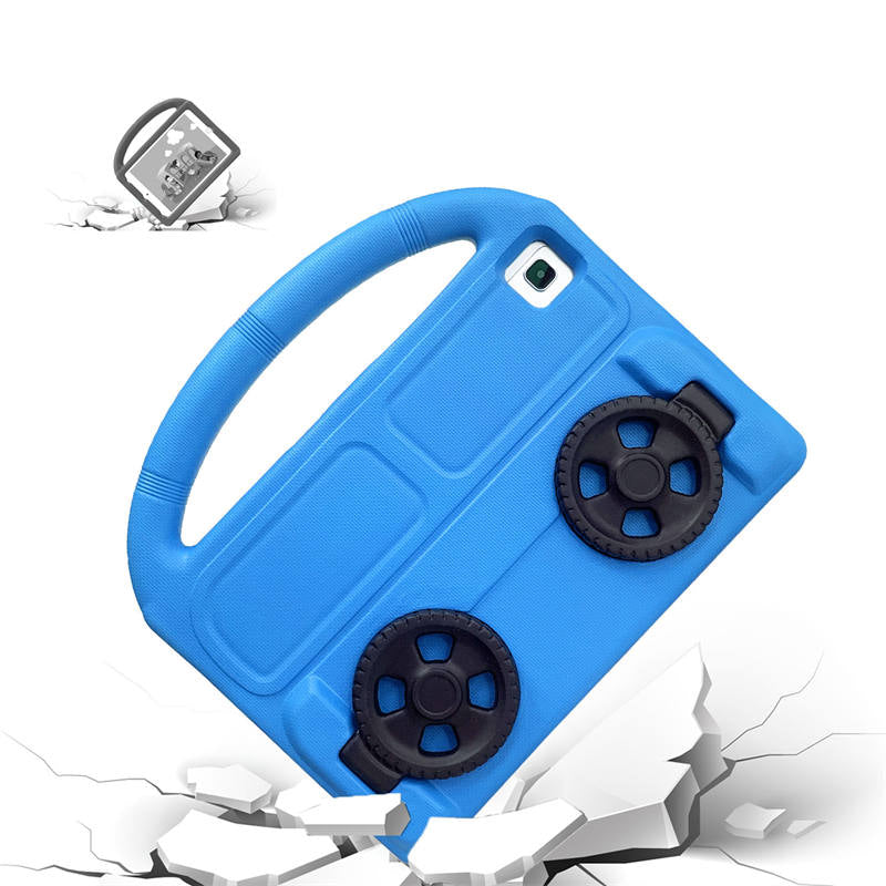 Wheel Samsung Tablet Case For Tab S P6 Lite/A7 (2020)/S5E (2019) Shockproof Stand Cover With Handle Stand-Blue