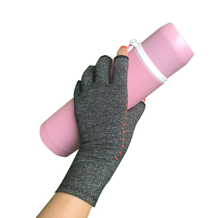 Unisex Warm Half Finger Stretchy Cotten Fingerless Gloves-Hemp Ash-LYX-08077