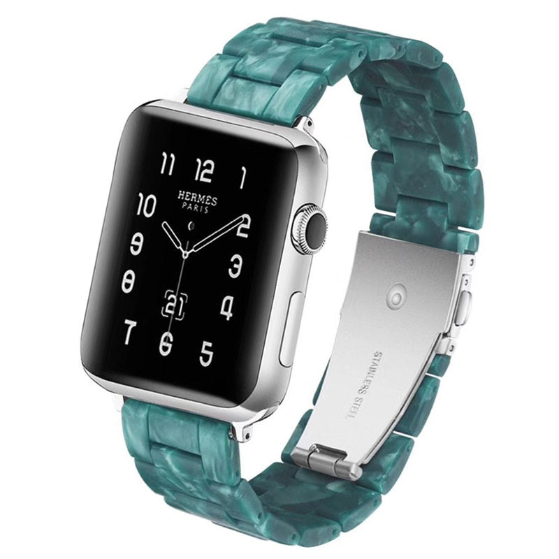Fashion Resin iWatch Band with Stainless Steel Buckle for iWatch Series SE/6/5/4/3/2/1-MatteGreen