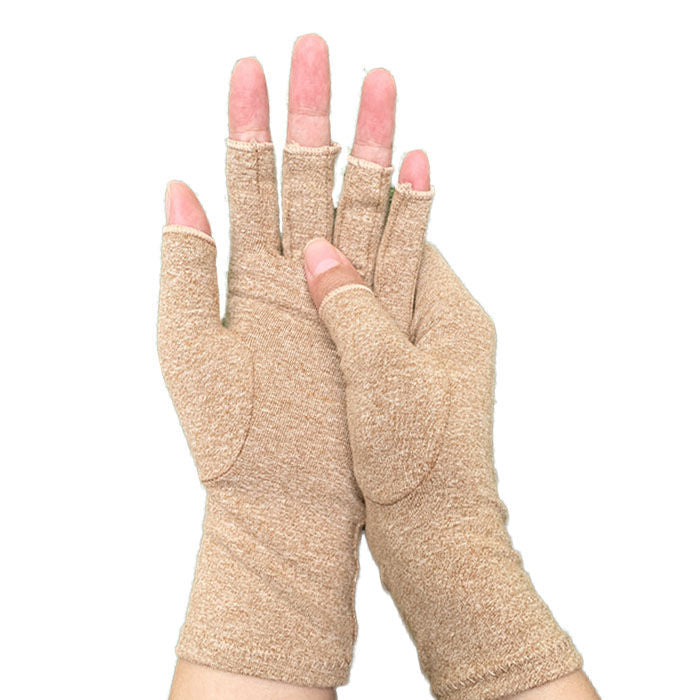 Winter Half Finger Outdoor Sport Driving Riding Cotton Breathable Gloves-Brown-LYX-08062-2