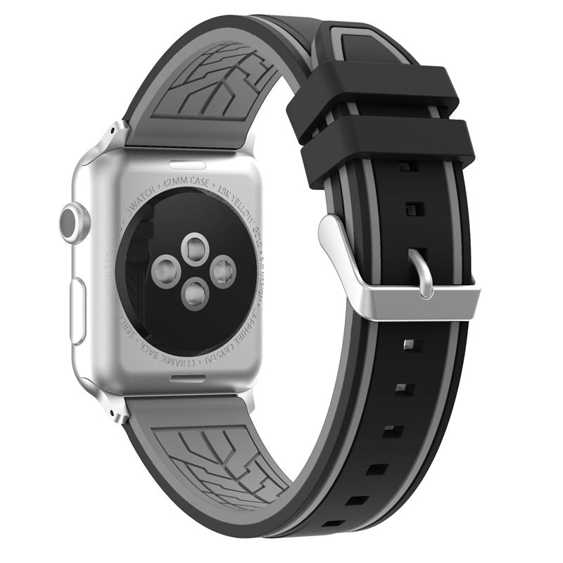 Rubber Sport Watch Bands for iWatch Series 6/SE/5/4/3/2/1 Bicolor Strap-BlackGray