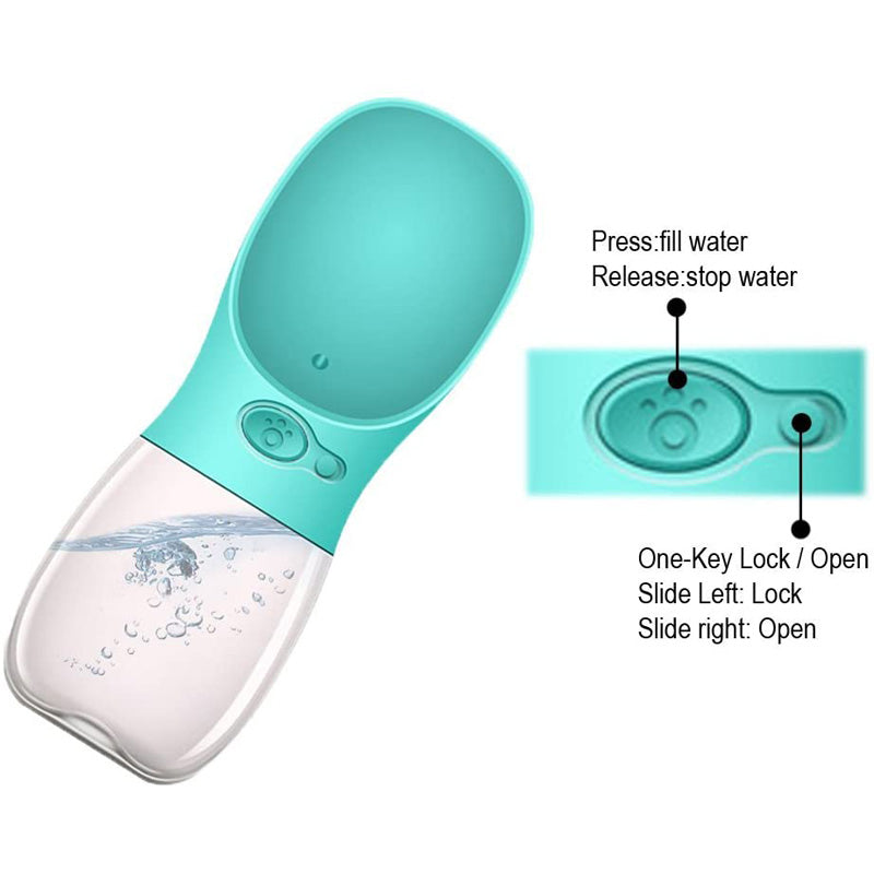 350ML Dog Water Bottle Leak Proof Portable Puppy Water Dispenser with Drinking Feeder for Pets-Blue
