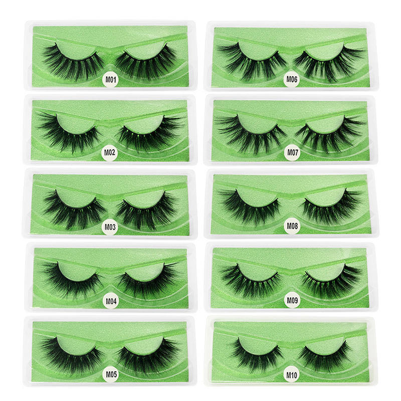 Eyelashes Faux 3D Makeup Cilios Thick Mink Natural False Lashes-Green