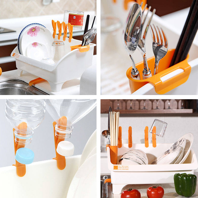 Dish Draining Rack Plastic Kitchen Cutlery Storage Organizer